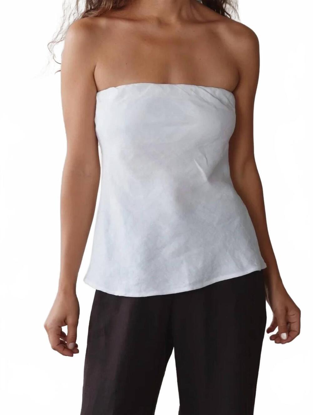 NEW DONNI. women's the linen tube top in powder